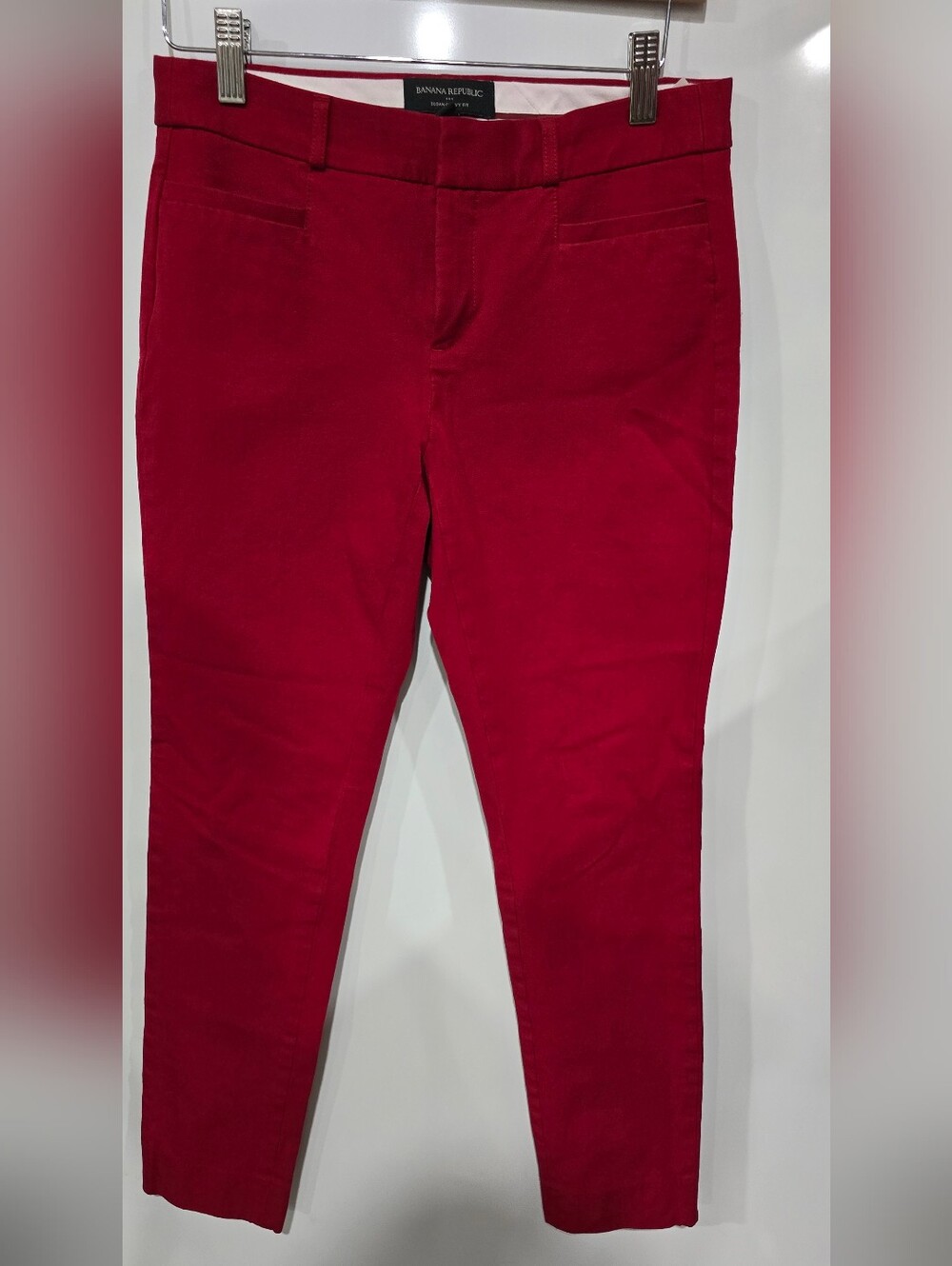 Banana Republic Red Sloan Curvy Fit Ankle Pants Hook Bar Trousers Size 2